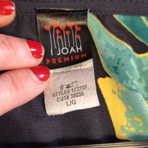 I Joah Black Tropical Open Front Short Sleeve Swim Kimono Cover Up Large NEW - Picture 11 of 12